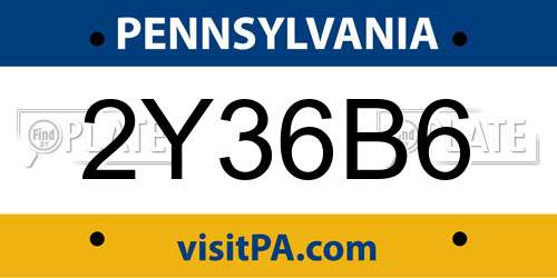 2Y36B6 Pennsylvania License Plate