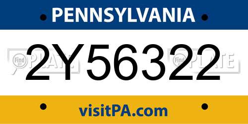2Y56322 Pennsylvania License Plate