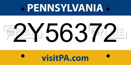 2Y56372 Pennsylvania License Plate