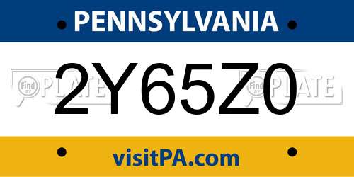 2Y65Z0 Pennsylvania License Plate