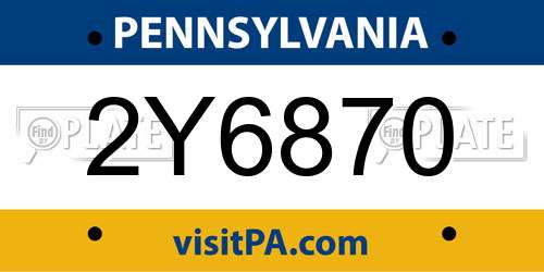 2Y6870 Pennsylvania License Plate