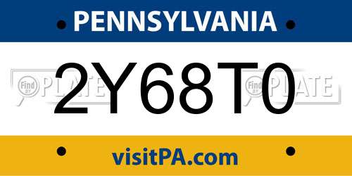 2Y68T0 Pennsylvania License Plate