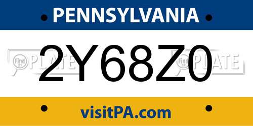 2Y68Z0 Pennsylvania License Plate
