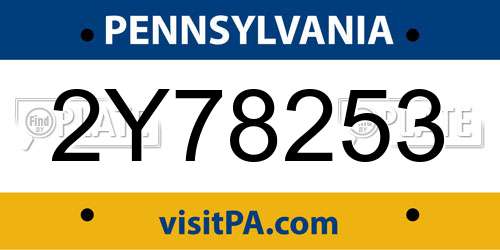 2Y78253 Pennsylvania License Plate