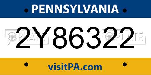 2Y86322 Pennsylvania License Plate