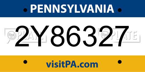 2Y86327 Pennsylvania License Plate