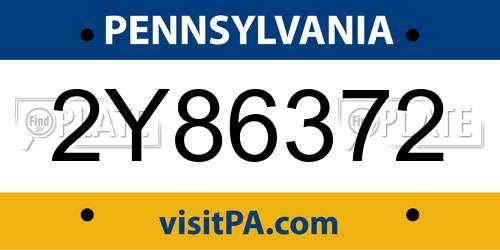 2Y86372 Pennsylvania License Plate