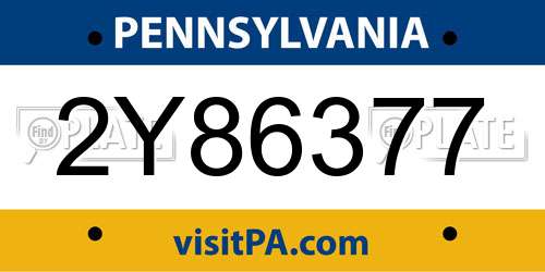 2Y86377 Pennsylvania License Plate