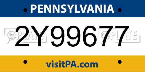 2Y99677 Pennsylvania License Plate
