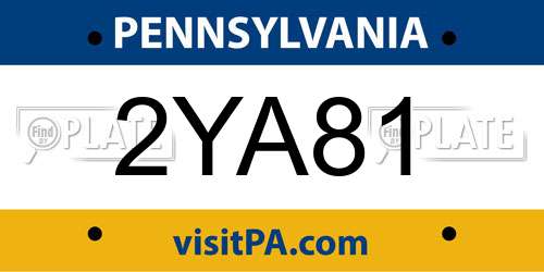2YA81 Pennsylvania License Plate