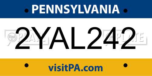 2YAL242 Pennsylvania License Plate