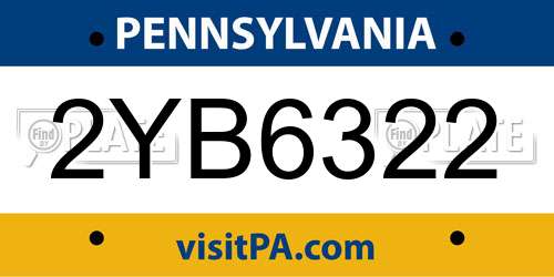 2YB6322 Pennsylvania License Plate