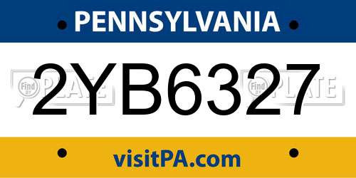 2YB6327 Pennsylvania License Plate