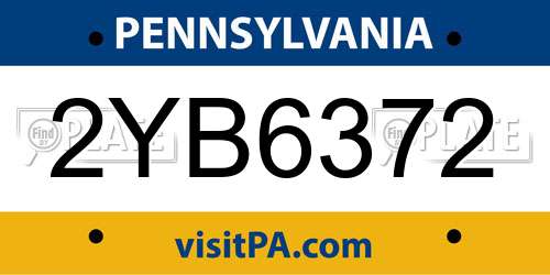 2YB6372 Pennsylvania License Plate