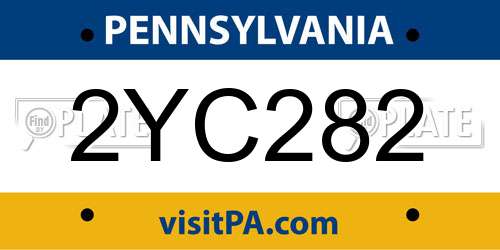 2YC282 Pennsylvania License Plate