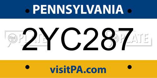2YC287 Pennsylvania License Plate