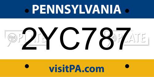 2YC787 Pennsylvania License Plate