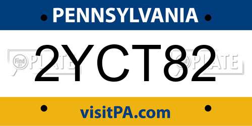 2YCT82 Pennsylvania License Plate