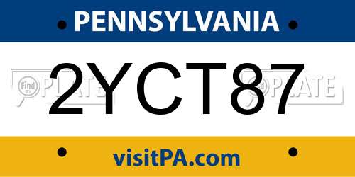 2YCT87 Pennsylvania License Plate