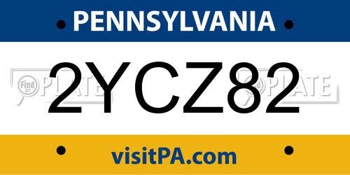 2YCZ82 Pennsylvania License Plate