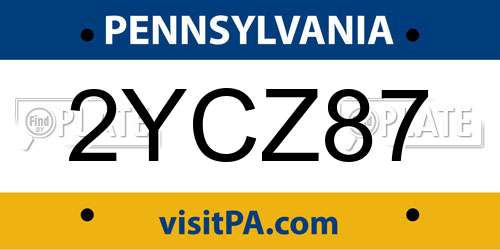 2YCZ87 Pennsylvania License Plate