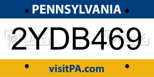 2YDB469 Pennsylvania License Plate