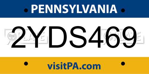 2YDS469 Pennsylvania License Plate
