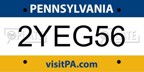2YEG56 Pennsylvania License Plate
