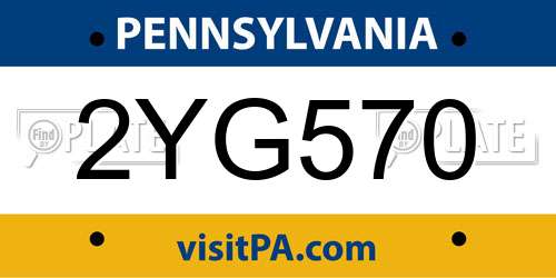 2YG570 Pennsylvania License Plate
