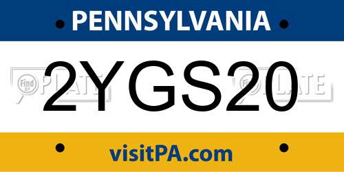 2YGS20 Pennsylvania License Plate