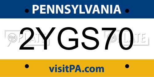 2YGS70 Pennsylvania License Plate