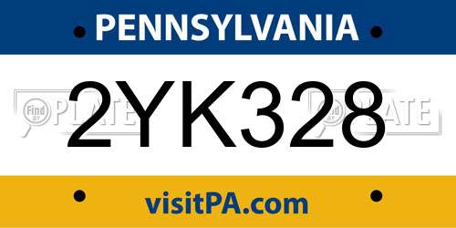 2YK328 Pennsylvania License Plate