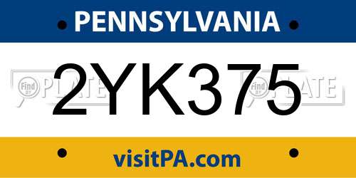 2YK375 Pennsylvania License Plate
