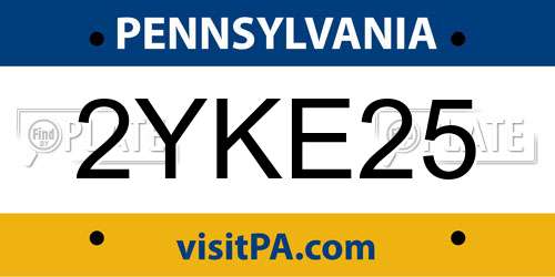 2YKE25 Pennsylvania License Plate