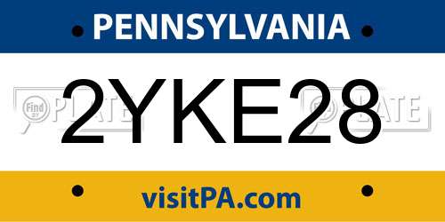 2YKE28 Pennsylvania License Plate