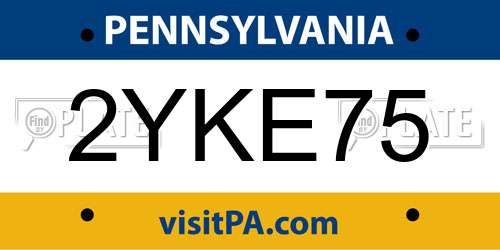 2YKE75 Pennsylvania License Plate