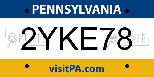 2YKE78 Pennsylvania License Plate