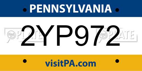 2YP972 Pennsylvania License Plate