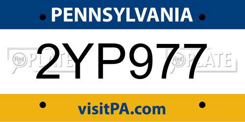 2YP977 Pennsylvania License Plate