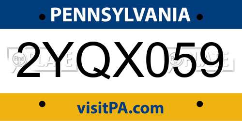2YQX059 Pennsylvania License Plate