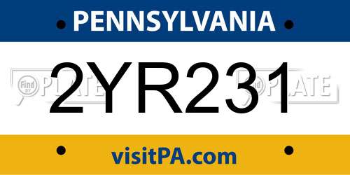 2YR231 Pennsylvania License Plate