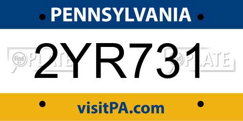 2YR731 Pennsylvania License Plate
