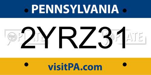 2YRZ31 Pennsylvania License Plate