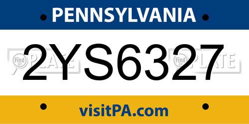 2YS6327 Pennsylvania License Plate