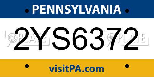 2YS6372 Pennsylvania License Plate