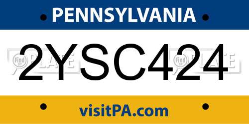 2YSC424 Pennsylvania License Plate