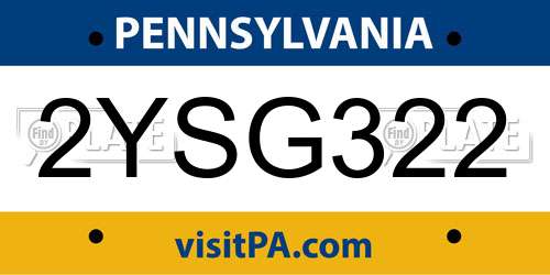 2YSG322 Pennsylvania License Plate