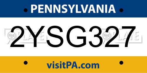 2YSG327 Pennsylvania License Plate