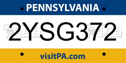 2YSG372 Pennsylvania License Plate