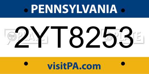 2YT8253 Pennsylvania License Plate